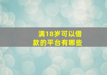 满18岁可以借款的平台有哪些