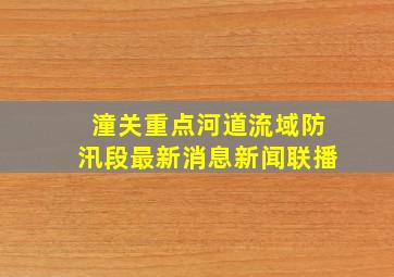 潼关重点河道流域防汛段最新消息新闻联播