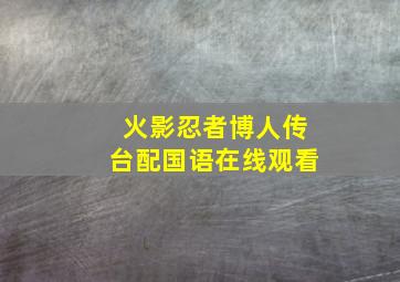 火影忍者博人传台配国语在线观看