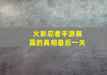 火影忍者手游展露的真相最后一关