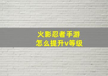 火影忍者手游怎么提升v等级