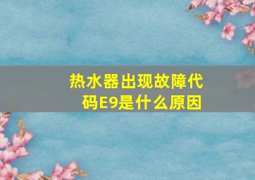 热水器出现故障代码E9是什么原因