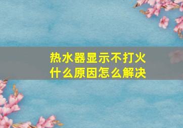 热水器显示不打火什么原因怎么解决