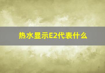 热水显示E2代表什么