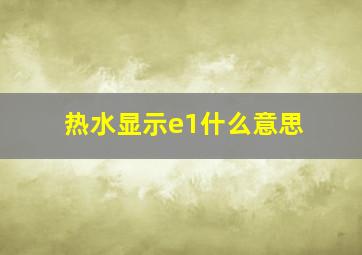 热水显示e1什么意思