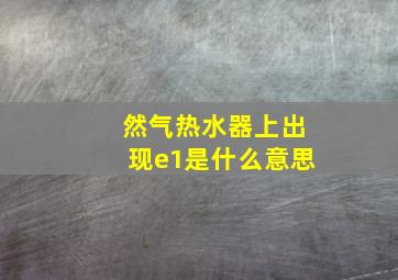 然气热水器上出现e1是什么意思