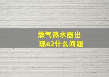 燃气热水器出现e2什么问题