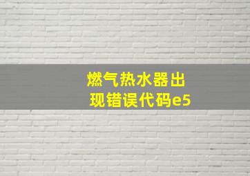 燃气热水器出现错误代码e5