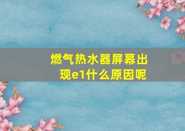 燃气热水器屏幕出现e1什么原因呢