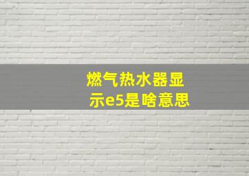 燃气热水器显示e5是啥意思