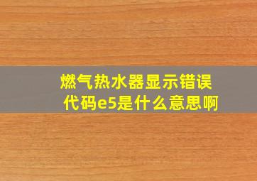 燃气热水器显示错误代码e5是什么意思啊