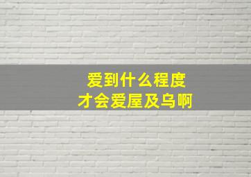 爱到什么程度才会爱屋及乌啊