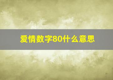 爱情数字80什么意思