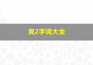 爽2字词大全