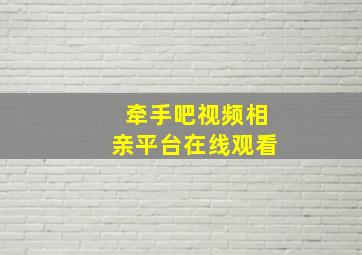 牵手吧视频相亲平台在线观看