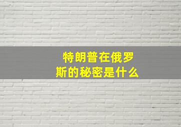 特朗普在俄罗斯的秘密是什么