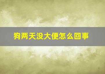 狗两天没大便怎么回事