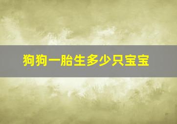 狗狗一胎生多少只宝宝