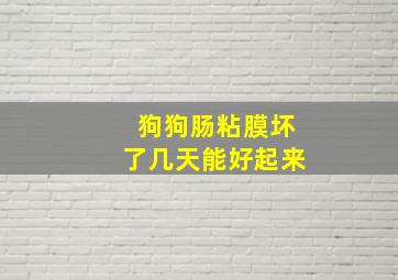 狗狗肠粘膜坏了几天能好起来