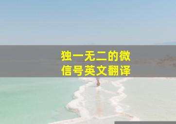 独一无二的微信号英文翻译