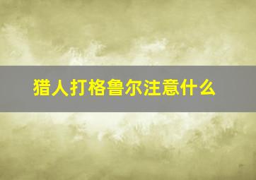 猎人打格鲁尔注意什么