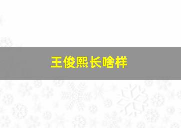 王俊熙长啥样