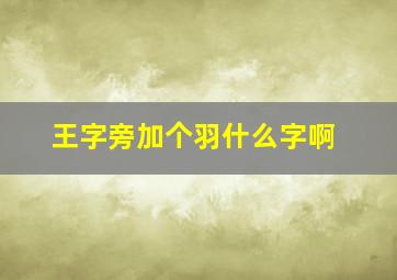 王字旁加个羽什么字啊