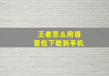 王者怎么用语音包下载到手机