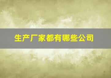 生产厂家都有哪些公司