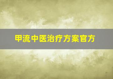 甲流中医治疗方案官方