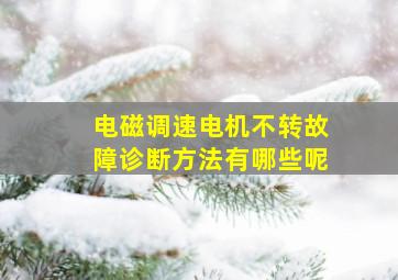 电磁调速电机不转故障诊断方法有哪些呢