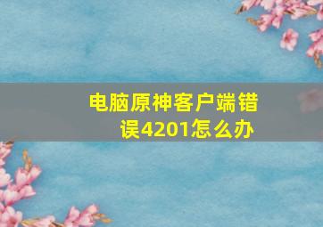 电脑原神客户端错误4201怎么办