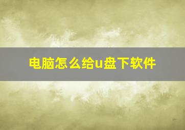 电脑怎么给u盘下软件