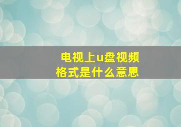 电视上u盘视频格式是什么意思