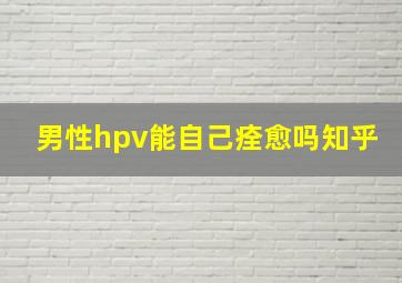 男性hpv能自己痊愈吗知乎