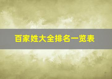 百家姓大全排名一览表