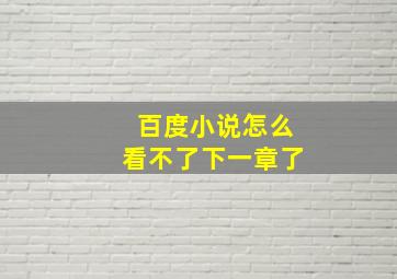 百度小说怎么看不了下一章了