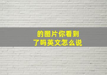 的图片你看到了吗英文怎么说