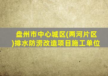 盘州市中心城区(两河片区)排水防涝改造项目施工单位