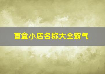 盲盒小店名称大全霸气