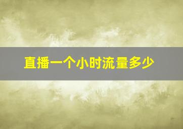 直播一个小时流量多少