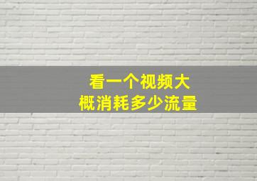 看一个视频大概消耗多少流量