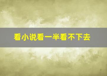 看小说看一半看不下去