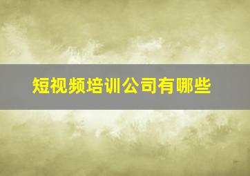 短视频培训公司有哪些