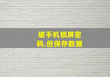 破手机锁屏密码,但保存数据