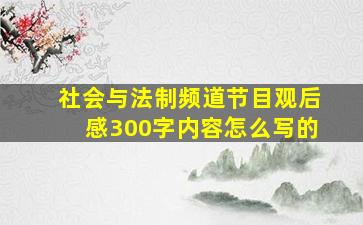 社会与法制频道节目观后感300字内容怎么写的