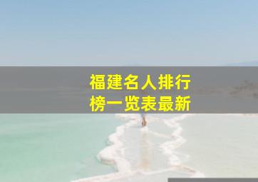 福建名人排行榜一览表最新