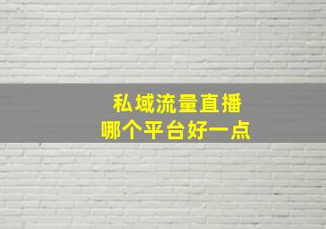 私域流量直播哪个平台好一点