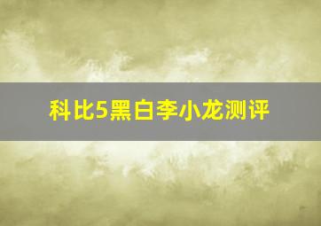 科比5黑白李小龙测评