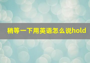 稍等一下用英语怎么说hold